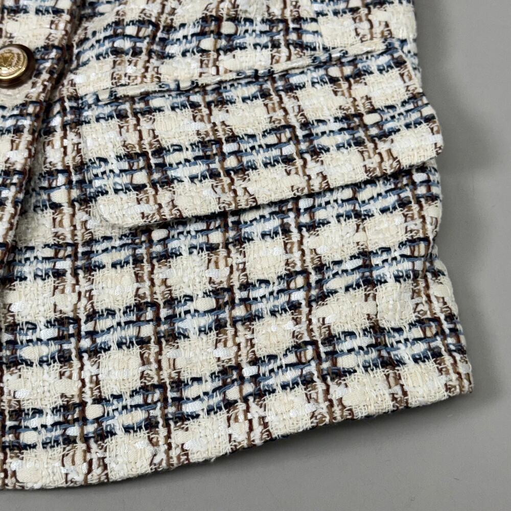 VERONICA BEARD Bentley Tweed Jacket Sz-2 Ivory/Camel 2406TW6810474 - Picture 9 of 16